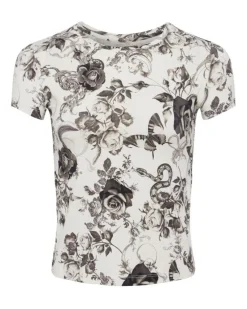 L'Agence Resse Ivory Black Baroque Floral Tee
