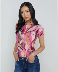 L'Agence Ressi Pink Buckle Swirl Tee
