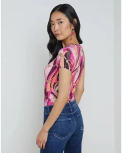 L'Agence Ressi Pink Buckle Swirl Tee