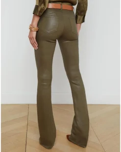 L'Agence Ruth Straight Leg Raw Hem Coated Jeans