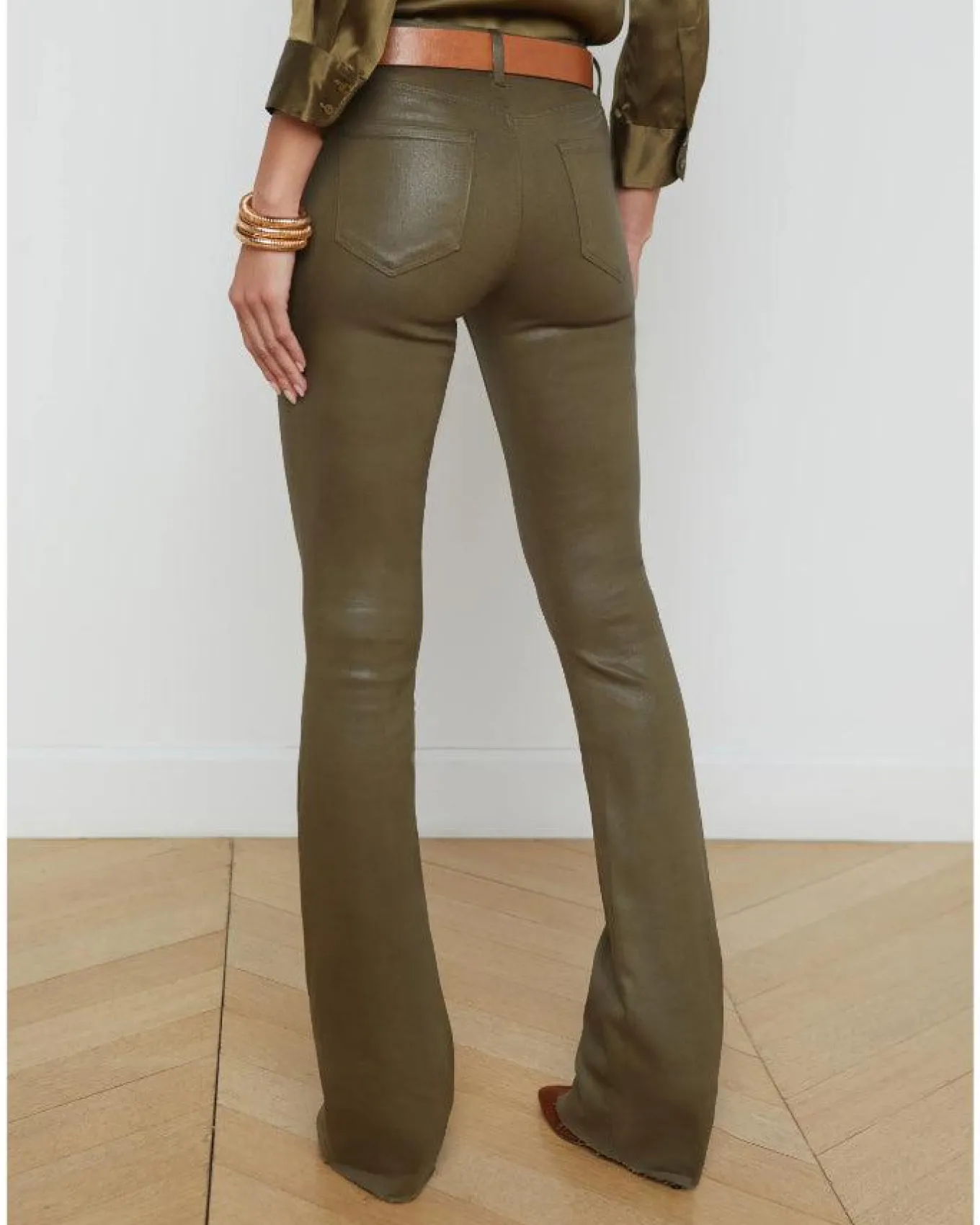 L'Agence Ruth Straight Leg Raw Hem Coated Jeans