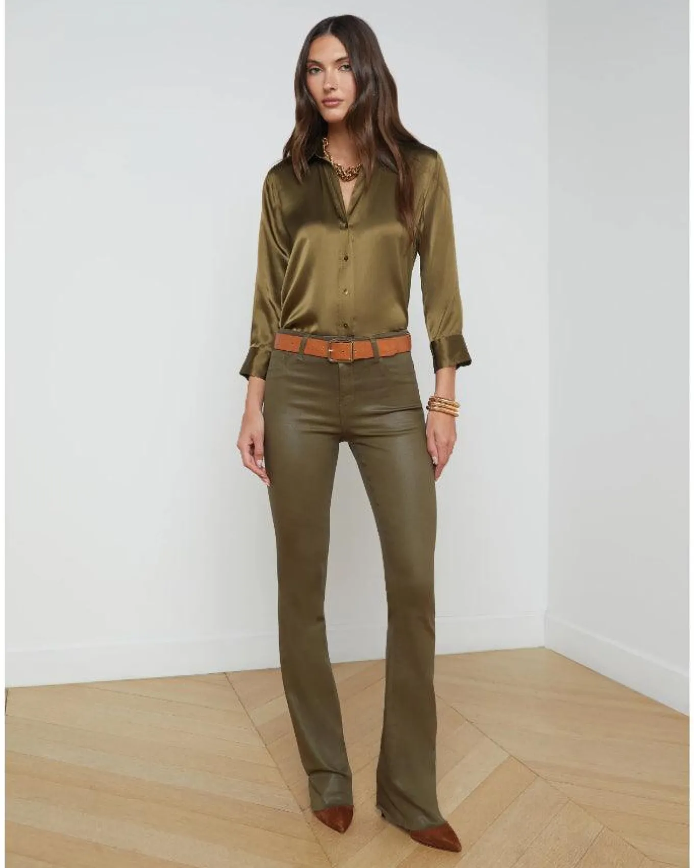 L'Agence Ruth Straight Leg Raw Hem Coated Jeans