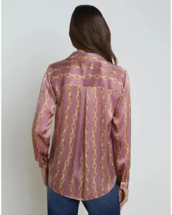 L'Agence Tyler Mauve Rose Metallic Chain Print Blouse