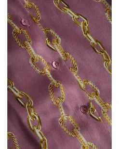L'Agence Tyler Mauve Rose Metallic Chain Print Blouse
