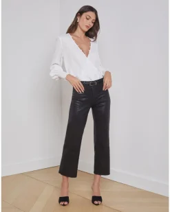 L’Agence Wanda Crop Wide Leg Coated Pant