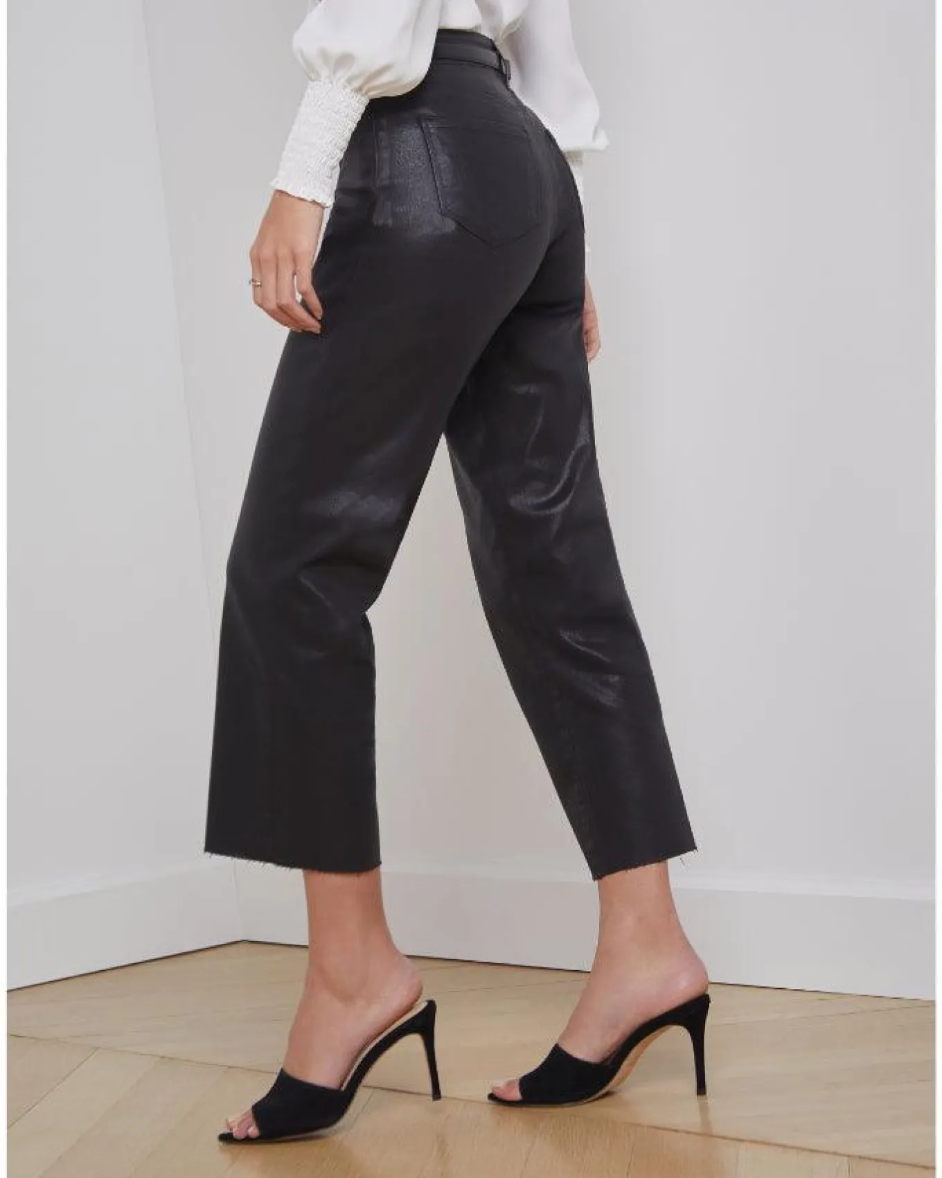 L’Agence Wanda Crop Wide Leg Coated Pant