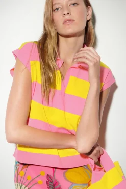 Luisa Cerano Block Stripe Knit Top