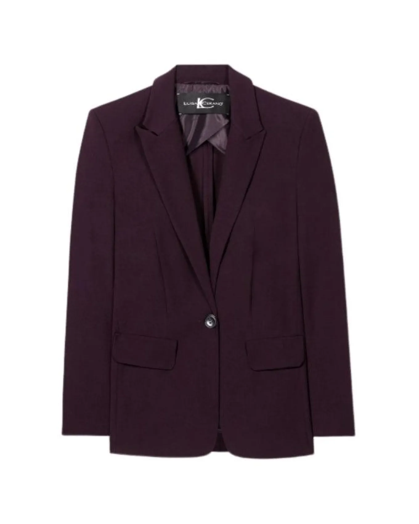 Luisa Cerano Burgundy One Button Blazer