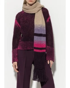 Luisa Cerano Fancy Stripe Alpaca Knit Scarf