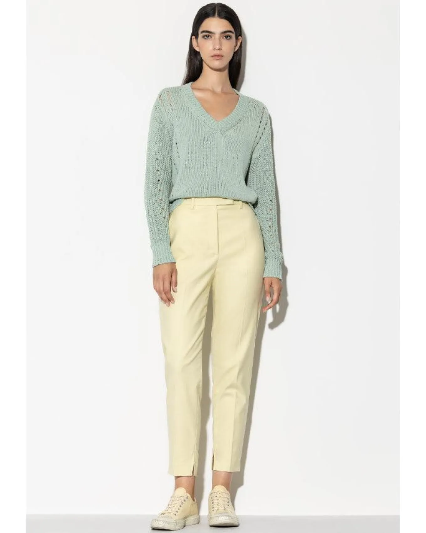 Luisa Cerano Ribbed Lace Detail Pullover