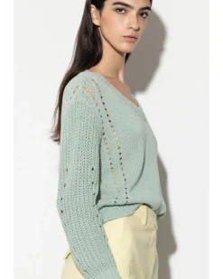 Luisa Cerano Ribbed Lace Detail Pullover