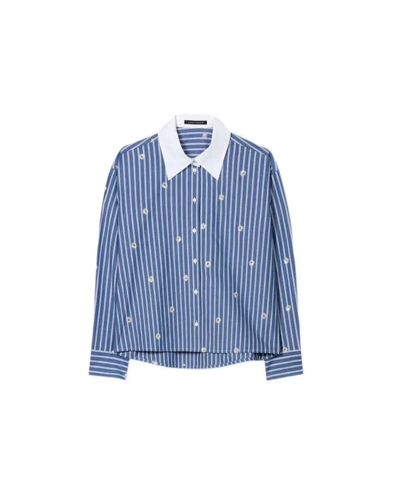 Luisa Cerano Striped Sequin Flowers Blouse