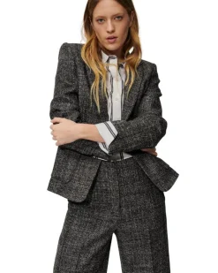 Luisa Cerano Tweed Wool One Button Blazer