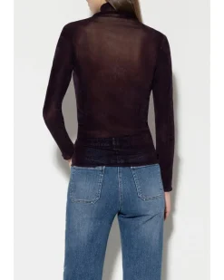 Luisa Cerano Velvet Look Mesh Turtleneck