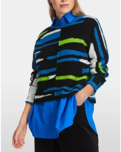 Marc Cain Asymmetric Stripe Pattern Sweater