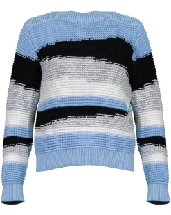 Marc Cain Chunky Cotton Asymmetrical Stripe Sweater
