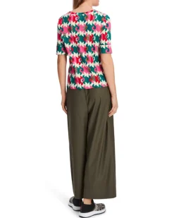 Marc Cain Colorful Print Ribbed Top