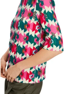 Marc Cain Colorful Print Ribbed Top