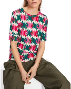 Marc Cain Colorful Print Ribbed Top