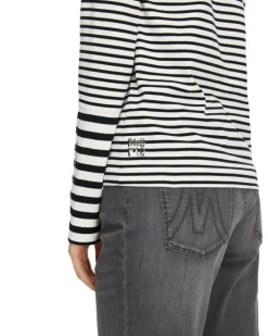 Marc Cain Cotton Stripe Funnel Neck Pullover