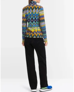 Marc Cain Harlequin Print Turtleneck Tee