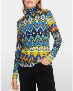 Marc Cain Harlequin Print Turtleneck Tee