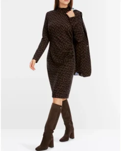 Marc Cain Herringbone Print Dress