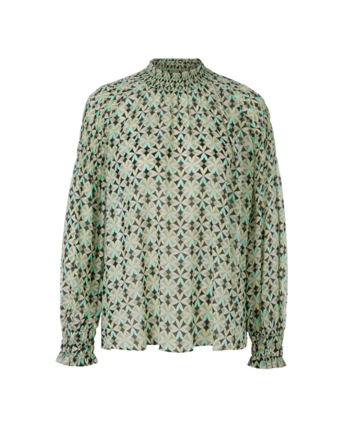 Marc Cain Malachite Print Smocked Blouse