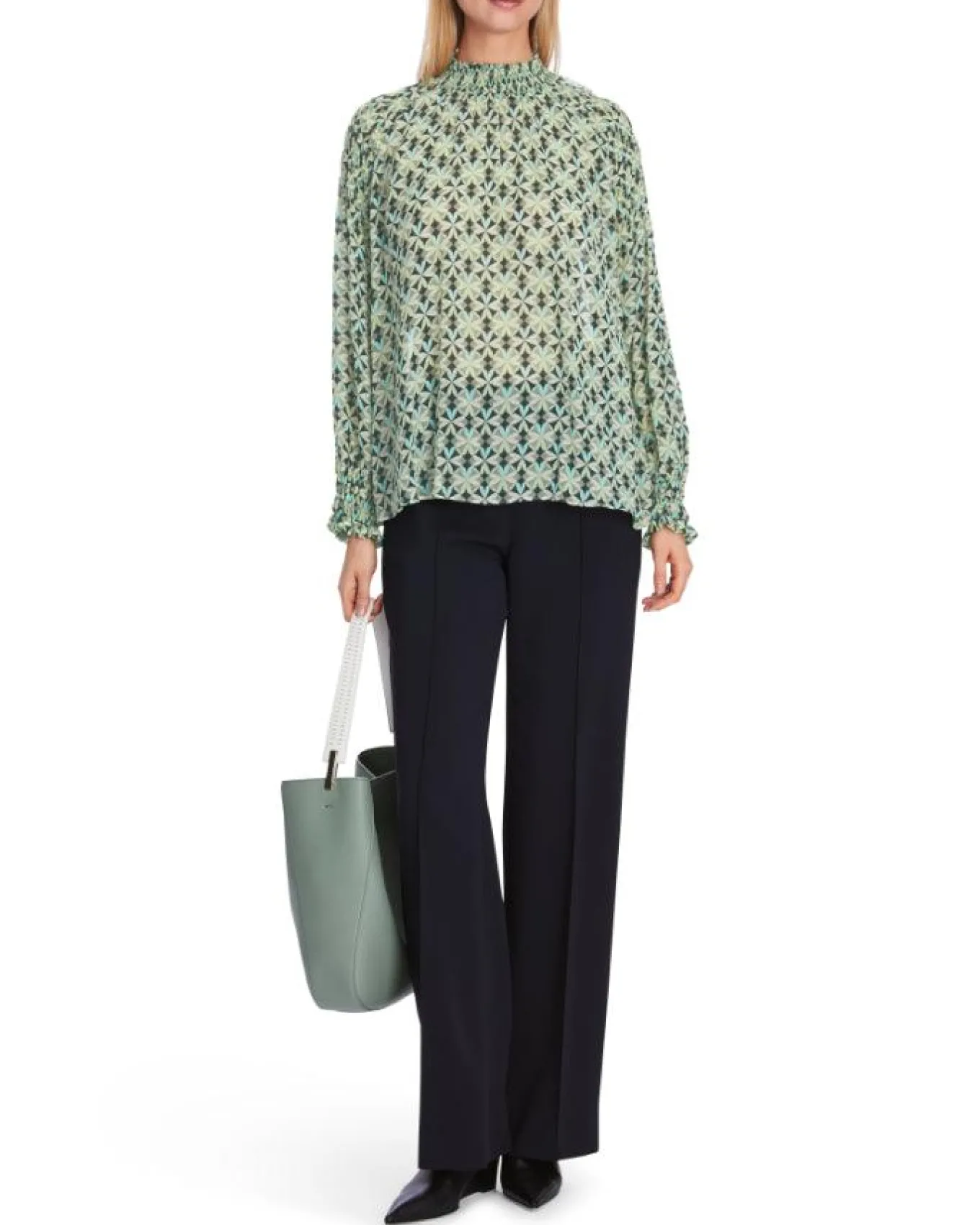 Marc Cain Malachite Print Smocked Blouse