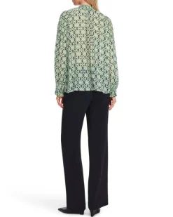 Marc Cain Malachite Print Smocked Blouse