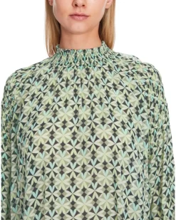 Marc Cain Malachite Print Smocked Blouse