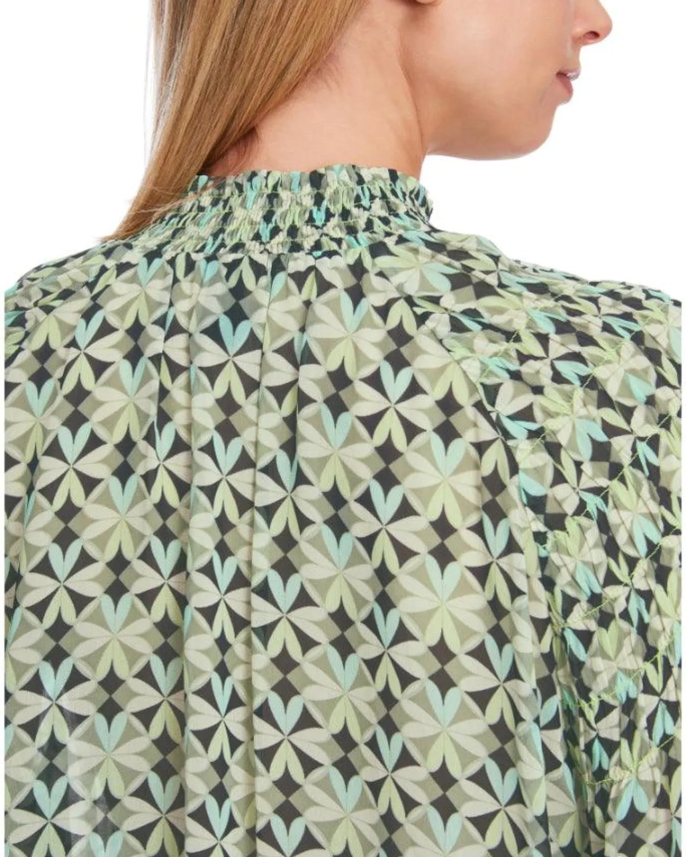 Marc Cain Malachite Print Smocked Blouse