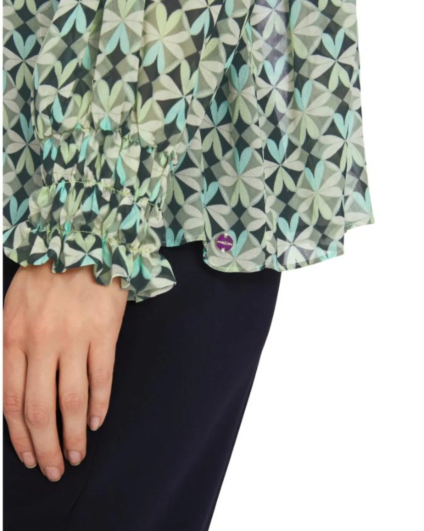 Marc Cain Malachite Print Smocked Blouse