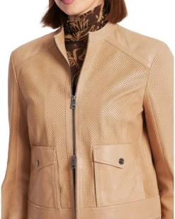 Marc Cain Perforated Leather Zip Jacket