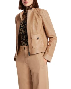 Marc Cain Perforated Leather Zip Jacket