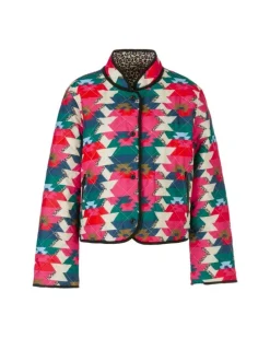 Marc Cain Reversible Print Quilted Snap Jacket