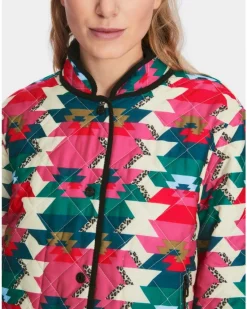 Marc Cain Reversible Print Quilted Snap Jacket
