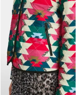 Marc Cain Reversible Print Quilted Snap Jacket