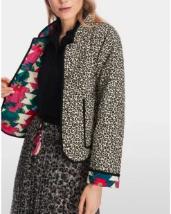 Marc Cain Reversible Print Quilted Snap Jacket