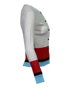 Marc Cain Ribbed Knit Non Wool Colorblock Cardigan