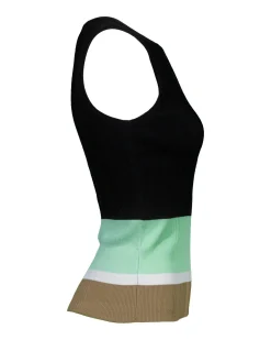 Marc Cain Ribbed Knit Non Wool Colorblock Shell