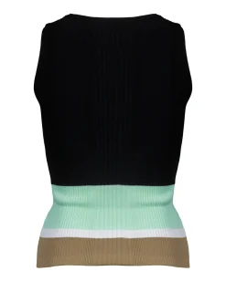 Marc Cain Ribbed Knit Non Wool Colorblock Shell