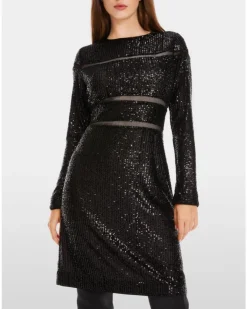 Marc Cain Sequin-Mesh Cut Outs Dress
