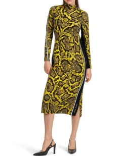 Marc Cain Snaky Croc Print Fitted Dress
