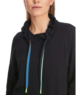 MCN/TOP/DRAWSTRING NECK 1/2 SLV BLOUSE