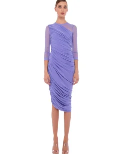 Norma Kamali Diana Mesh Long Sleeve Dress