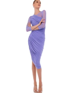 Norma Kamali Diana Mesh Long Sleeve Dress