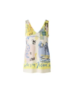 Oui Summery Motif Print Tank Top