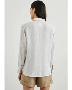Rails Charli White Blanket Stitch Trim Shirt