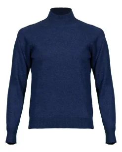 Repeat Mock Neck Cashmere Sweater Navy